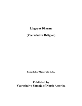 Lingayat Dharma (Veerashaiva Religion)”