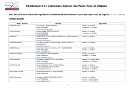 Liste Des Assistantes Maternelles Canton De Grignan