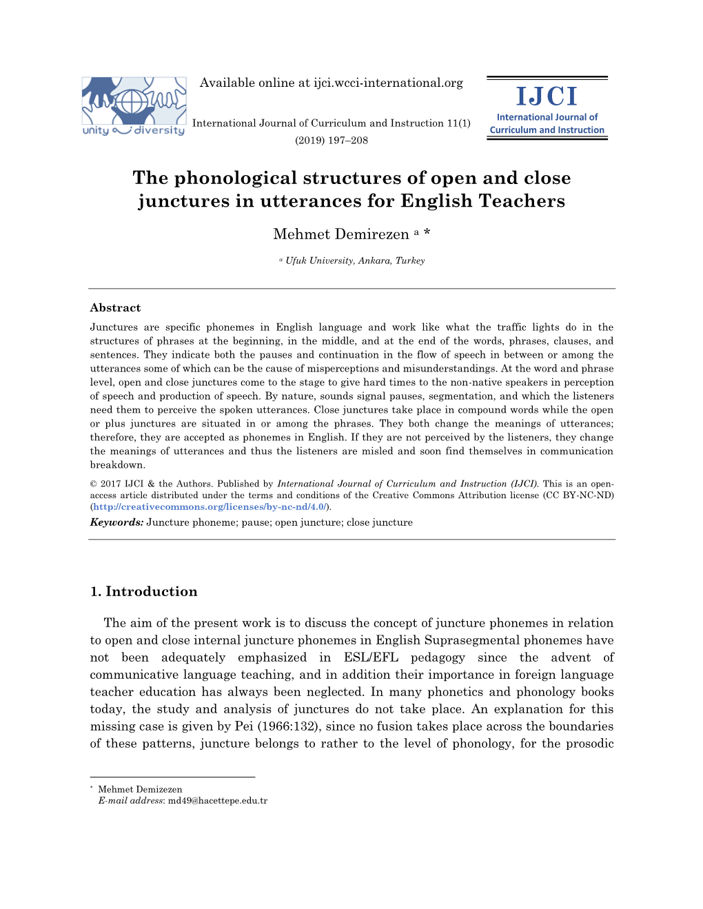The Phonological Structures of Open and Close Junctures in Utterances for English Teachers