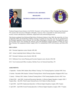 United States Air Force Biography Technical Sergeant Jessica Senteno