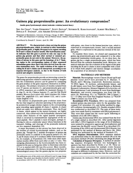 Guinea Pig Preproinsulin Gene