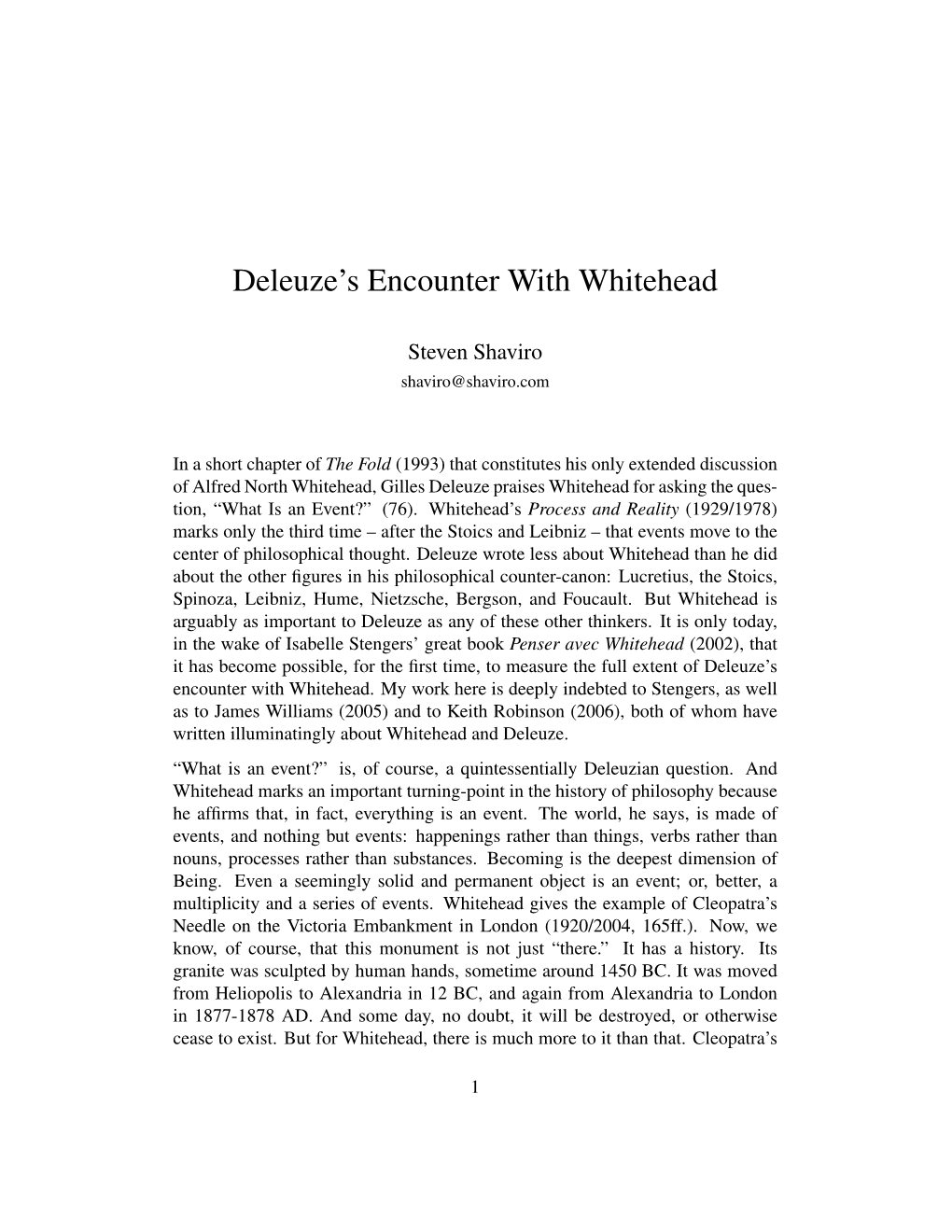 Deleuze's Encounter with Whitehead