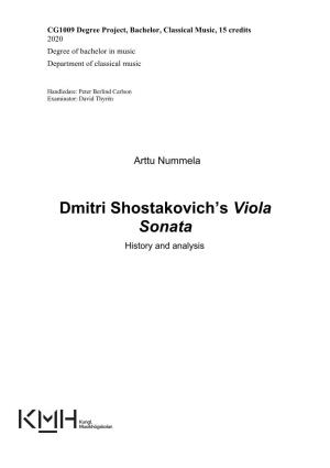 Dmitri Shostakovich's Viola Sonata