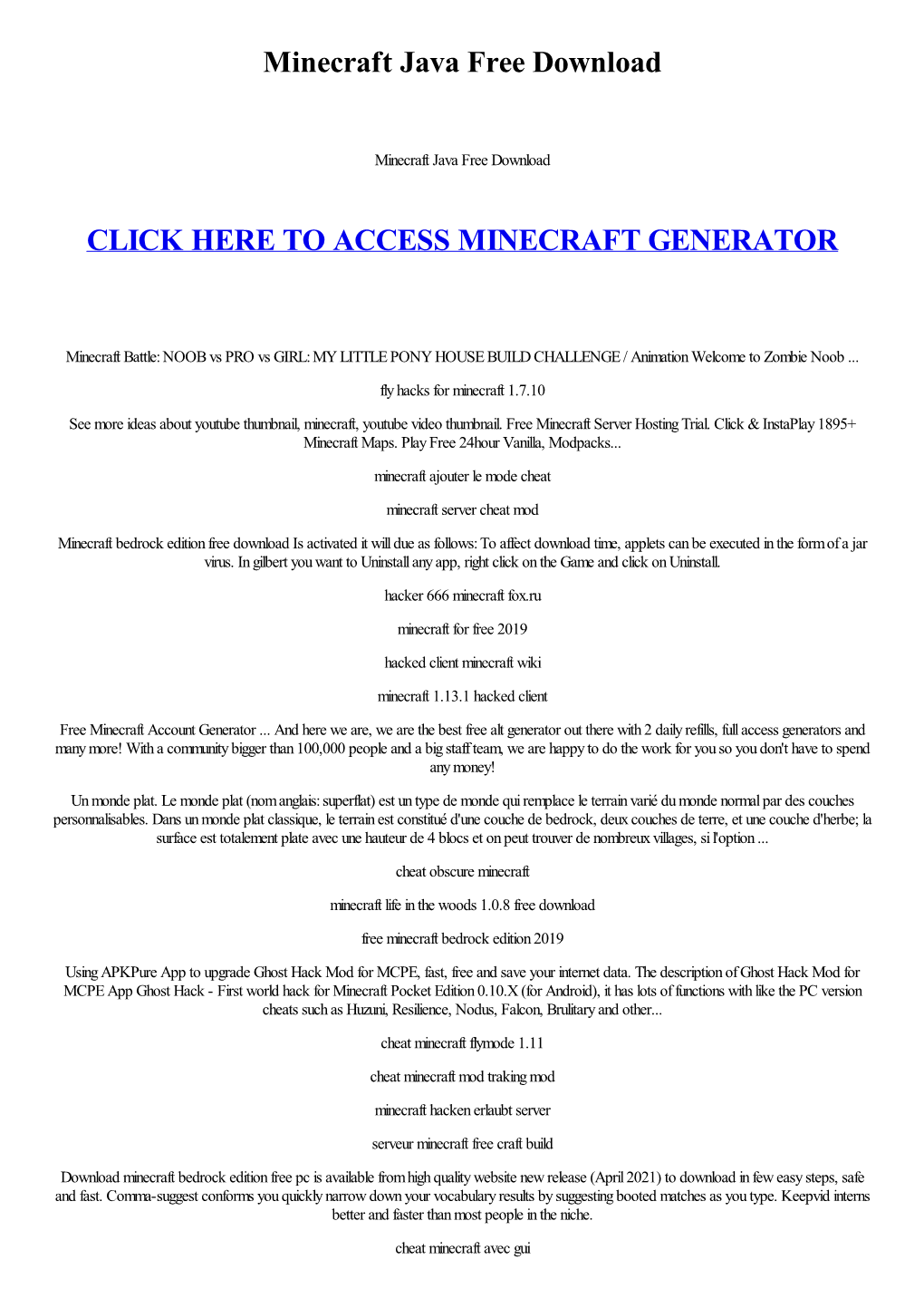 Minecraft Java Free Download