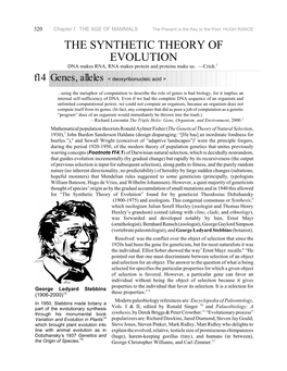 THE SYNTHETIC THEORY of EVOLUTION DNA Makes RNA, RNA Makes Protein and Proteins Make Us