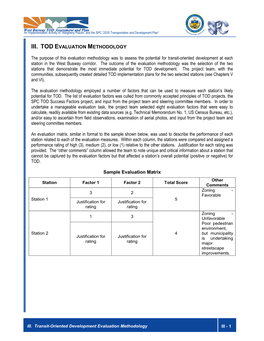 Iii. Tod Evaluation Methodology