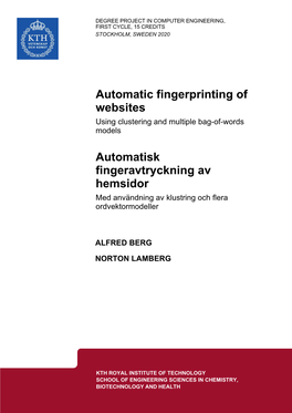 Automatic Fingerprinting of Websites Automatisk Fingeravtryckning Av