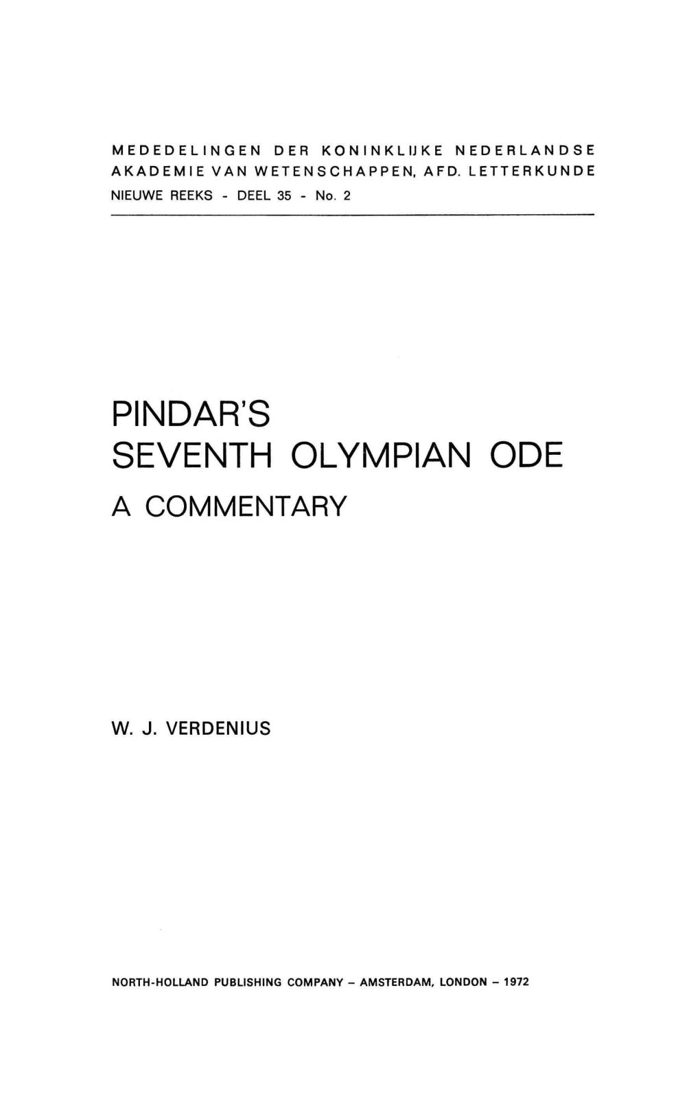 Pindar's Seventh Olympian Ode. a Commentary
