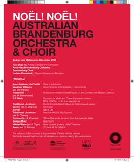 NOËL! NOËL! AUSTRALIAN BRANDENBURG ORCHESTRA & Choir