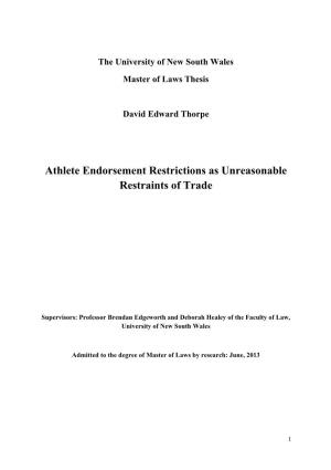 Athlete Endorsement Restrictions As Unreasonable Restraints of Trade