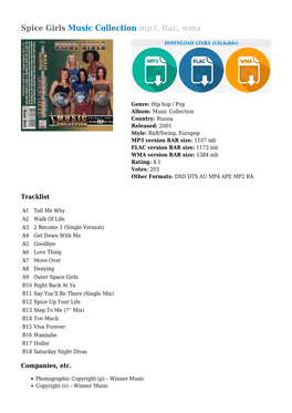 Spice Girls Music Collection Mp3, Flac, Wma