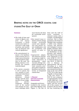 Briefing Notes on the Circe Coastal Case Studies:The Gulf of Oran