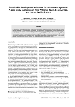 Acase Study Evaluation of King William's Town, South Africa, and T