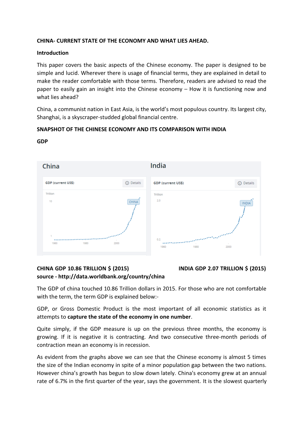 China- Current State of the Economy and What Lies Ahead