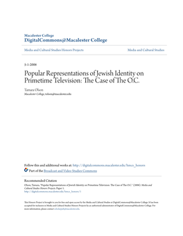Popular Representations of Jewish Identity on Primetime Television: the Ac Se of the .OC