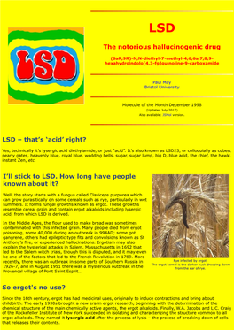 The Notorious Hallucinogenic Drug LSD – That's 'Acid' Right?