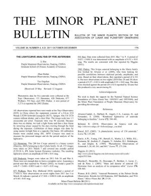 The Minor Planet Bulletin 34, 113-119