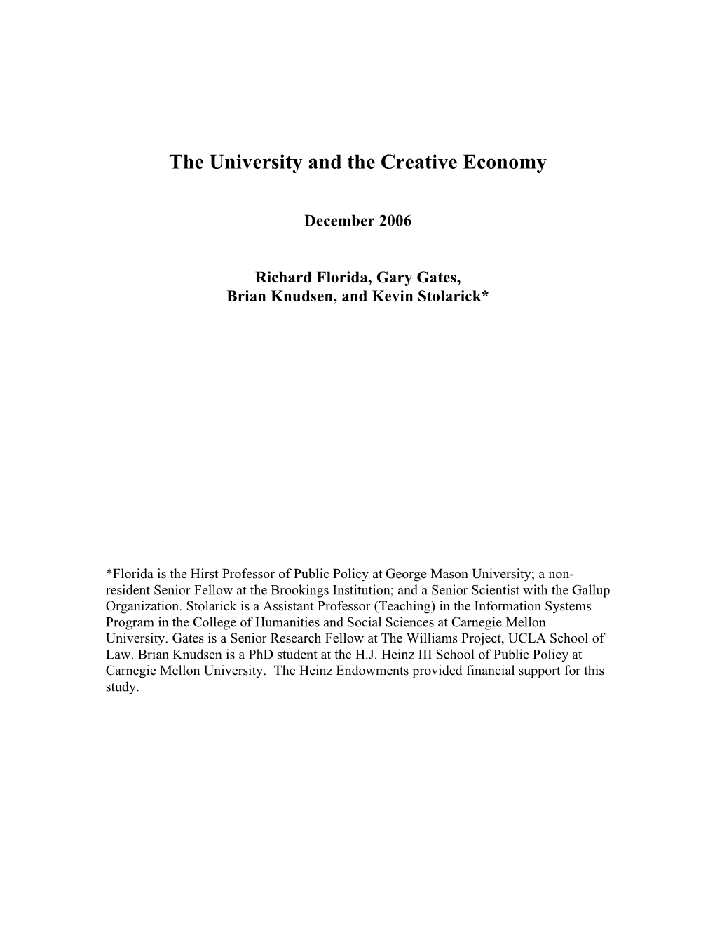 The University and the Creative Economy