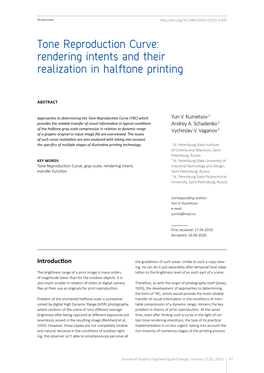 Tone Reproduction Curve: Rendering Intents and Their Realization in Halftone Printing