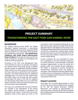 Project Summary Transforming the East Fork San Gabriel River