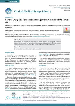 Serious Erysipelas Revealing an Iatrogenic Hematotoxicity to Tamoxifen