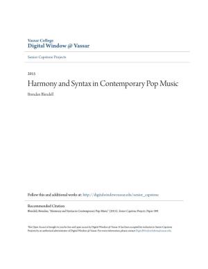Harmony and Syntax in Contemporary Pop Music Brendan Blendell
