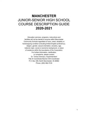 Manchester Junior-Senior High School Course Description Guide 2020-2021
