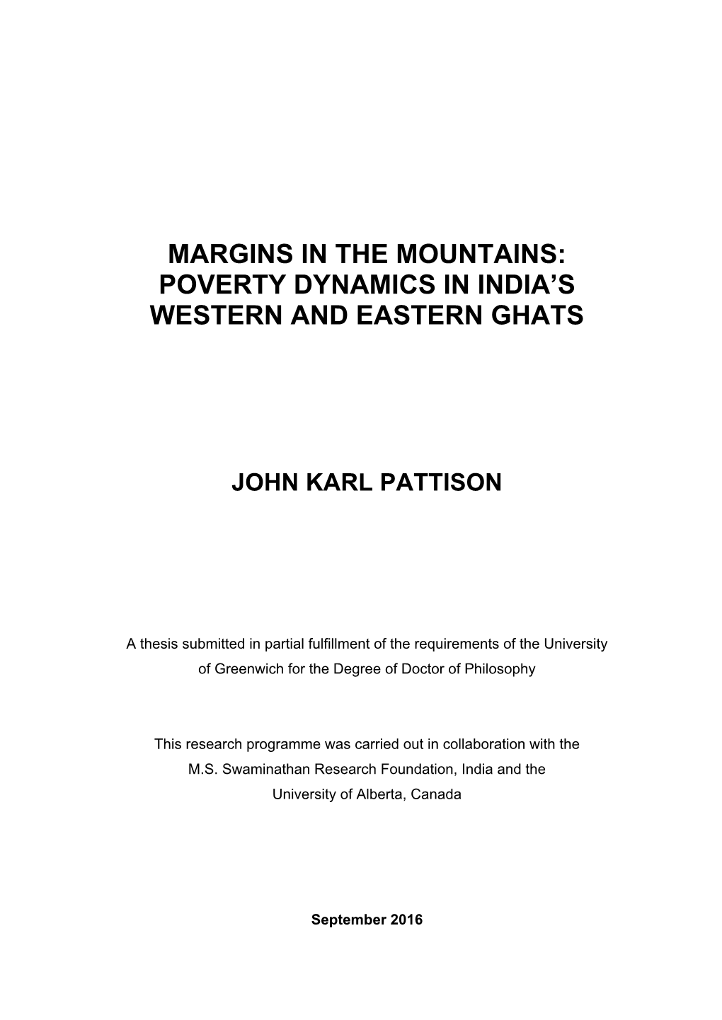 Poverty Dynamics in India's Western and Eastern Ghats