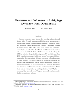 Presence and Influence in Lobbying: Evidence from Dodd-Frank