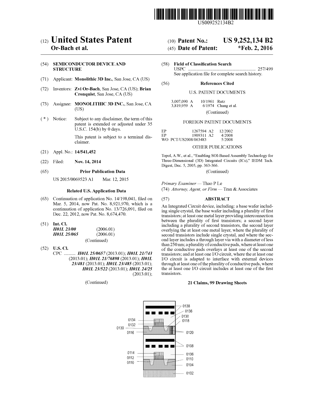 (12) United States Patent (10) Patent No.: US 9.252,134 B2 Or-Bach Et Al