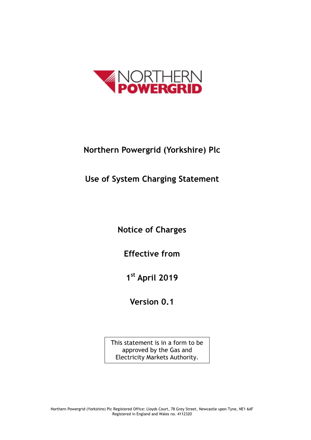 Northern Powergrid (Yorkshire) Plc Use of System Charging Statement