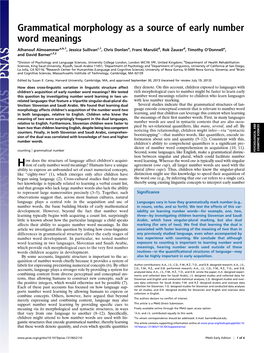 Grammatical Morphology As a Source of Early Number Word Meanings