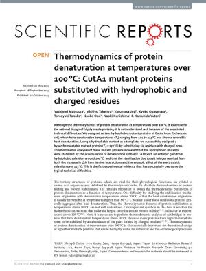 Thermodynamics of Protein Denaturation at Temperatures Over 100‹ °C: Cuta1 Mutant Proteins Substituted with Hydrophobic