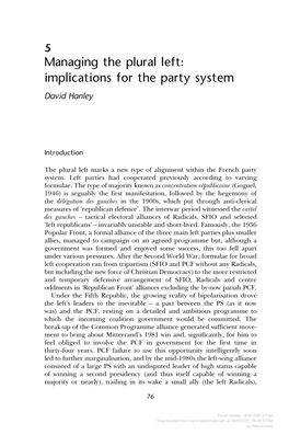 Managing the Plural Left: Implications for the Party System David Hanley