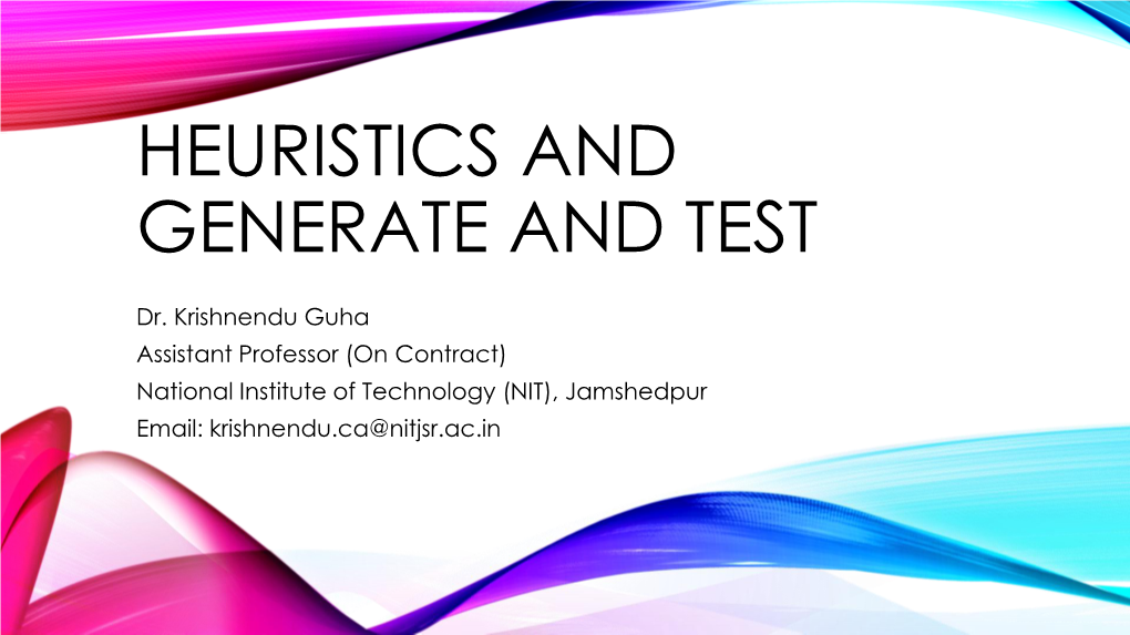 Heuristics and Generate and Test