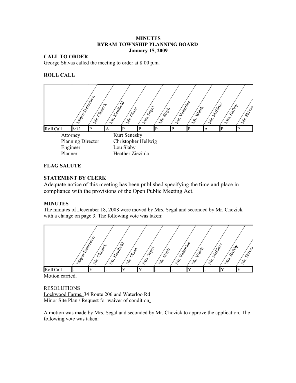 7:30 Site Plan Sub-Committee Concept Review