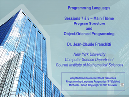 Program Structure and Object-Oriented Programming