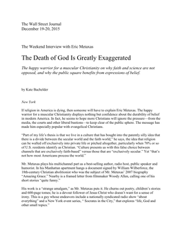 The Death of God Is Greatly Exaggerated
