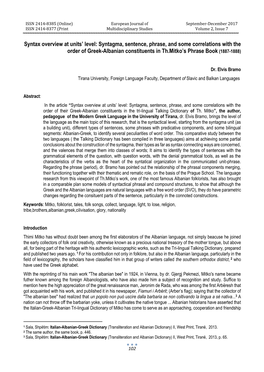 Syntax Overview at Units' Level: Syntagma, Sentence, Phrase, And