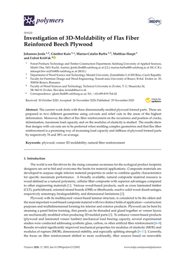 Investigation of 3D-Moldability of Flax Fiber Reinforced Beech Plywood