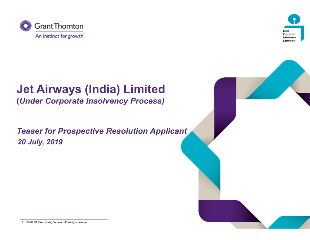 Jet Airways (India) Limited (Under Corporate Insolvency Process)
