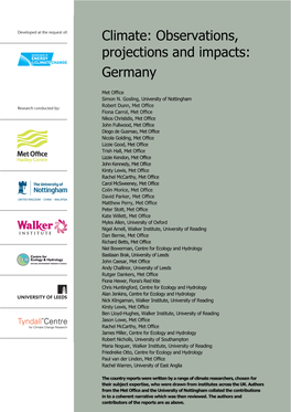 Climate: Observations, Projections and Impacts: Germany