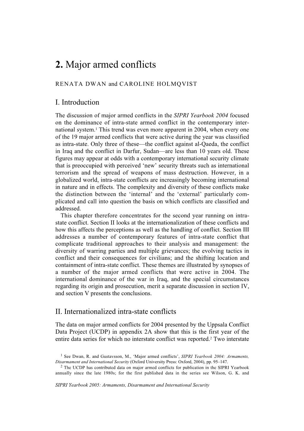 2. Major Armed Conflicts