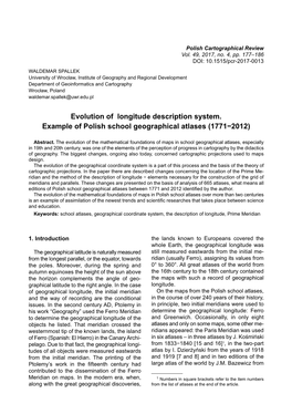 Evolution of Longitude Description System. Example of Polish School Geographical Atlases (1771−2012)