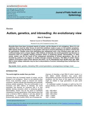 Autism, Genetics, and Inbreeding: an Evolutionary View
