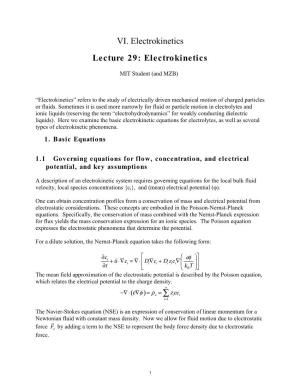 Electrokinetics Lecture 29: Electrokinetics