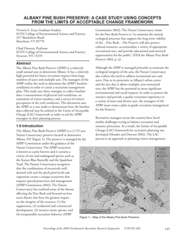 Albany Pine Bush Preserve: a Case Study Using Concepts from the Limits of Acceptable Change Framework