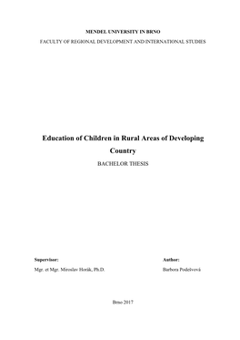 Education of Children in Rural Areas of Developing Country