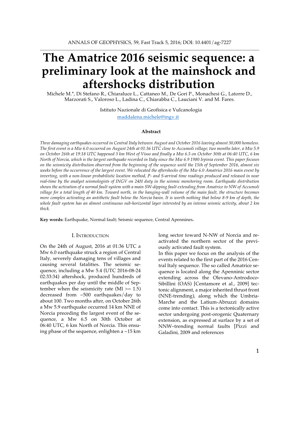 The Amatrice 2016 Seismic Sequence