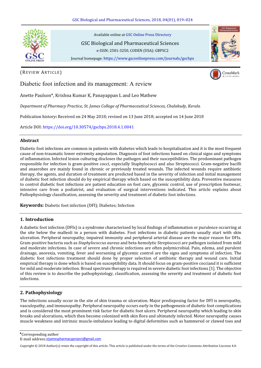 Diabetic Foot Infection and Its Management: a Review